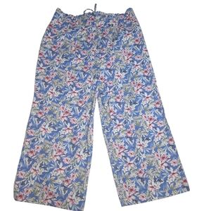 Floral Wide Leg Pants - Blue and Pink